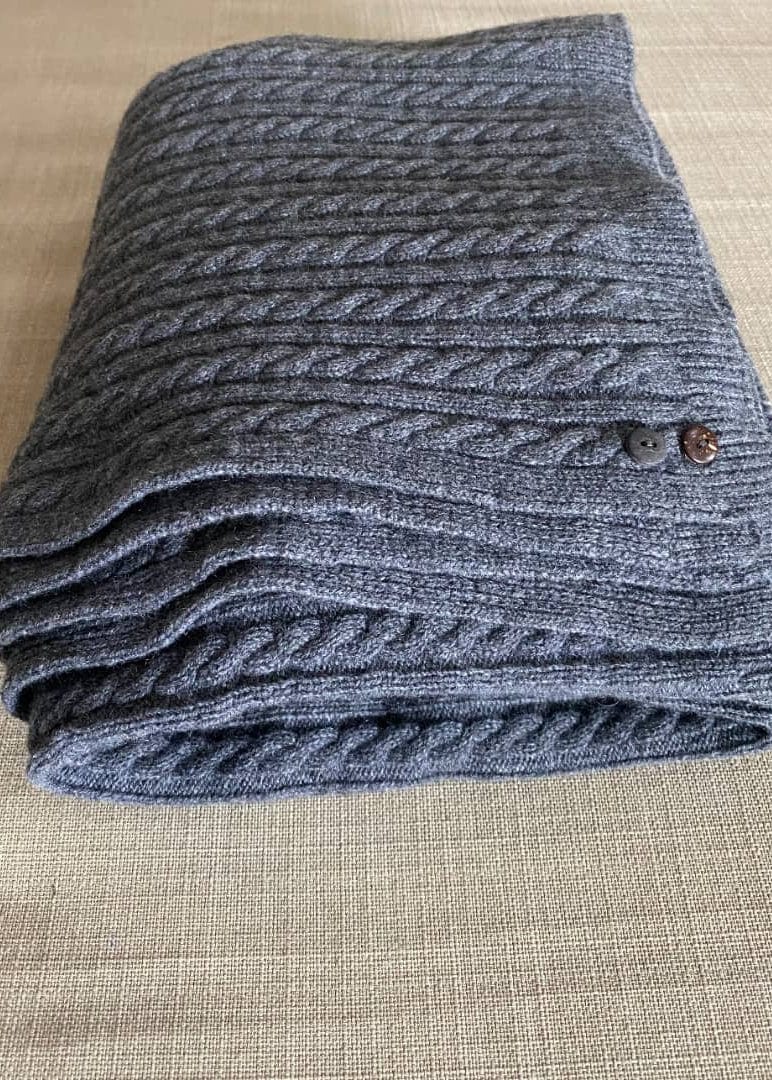 Tunu Home Accessories Grey Cashmere Cable Knit Throw